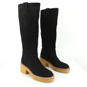 Stuart Weitzman Black Suede Heeled Boots